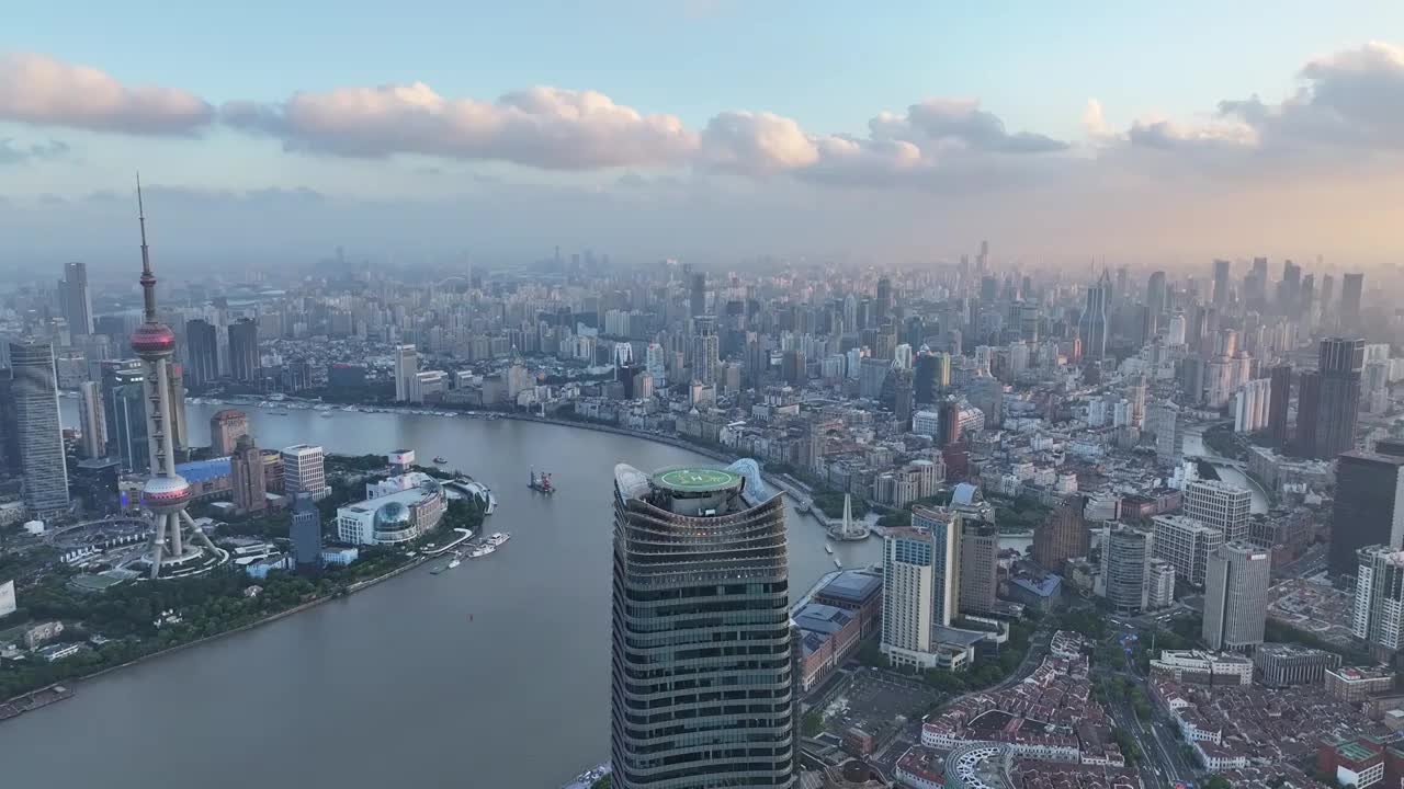 上海陆家嘴标志性建筑城市风光航拍视频素材