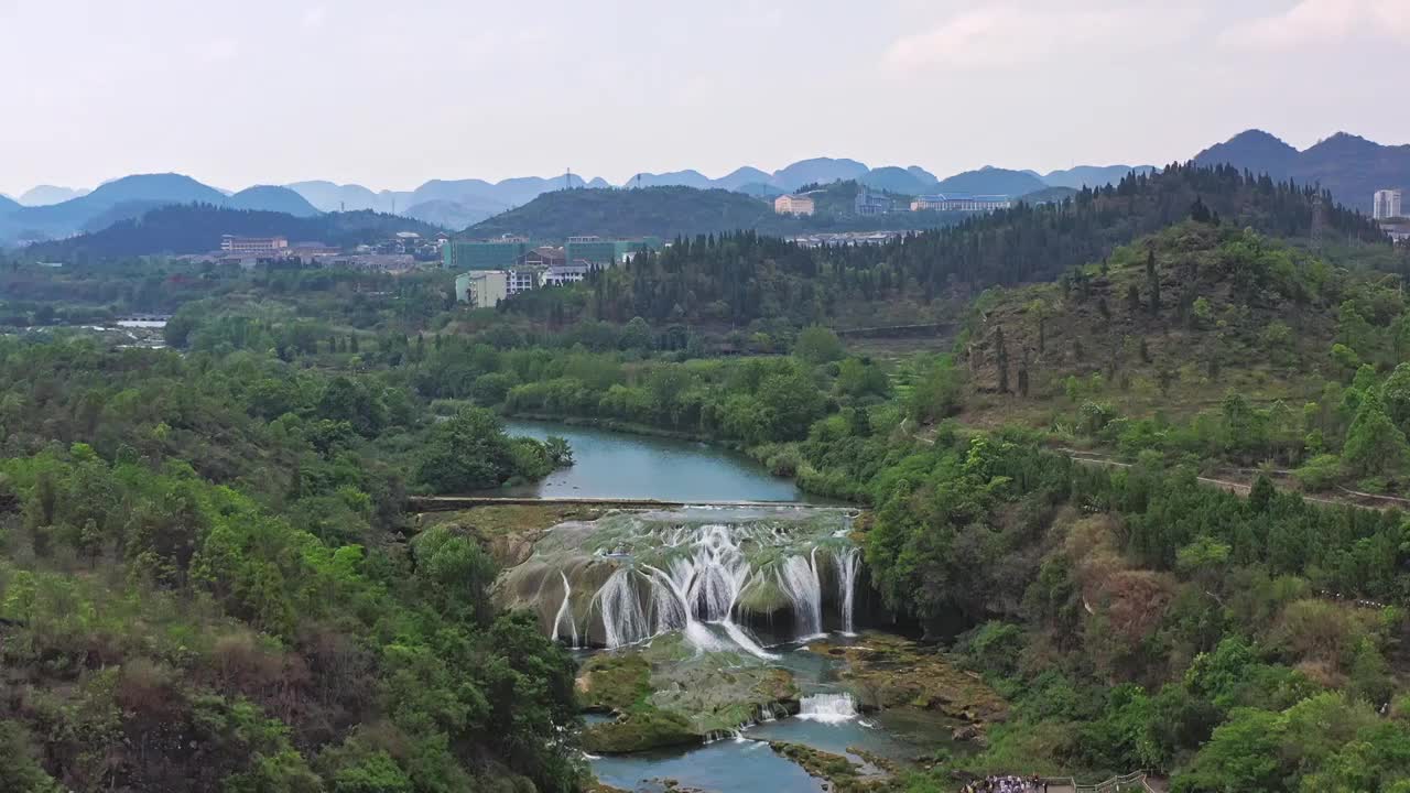 贵州黄果树景区陡坡塘瀑布全景风光视频素材