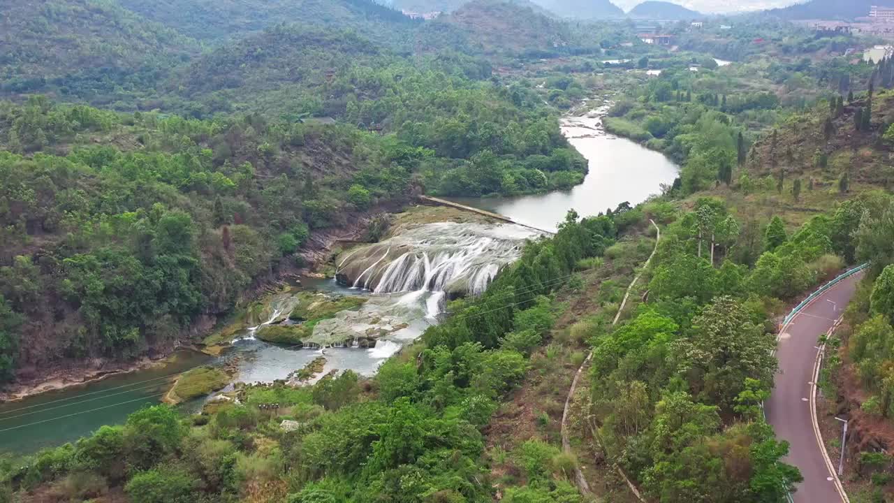 贵州黄果树景区陡坡塘瀑布全景风光视频素材