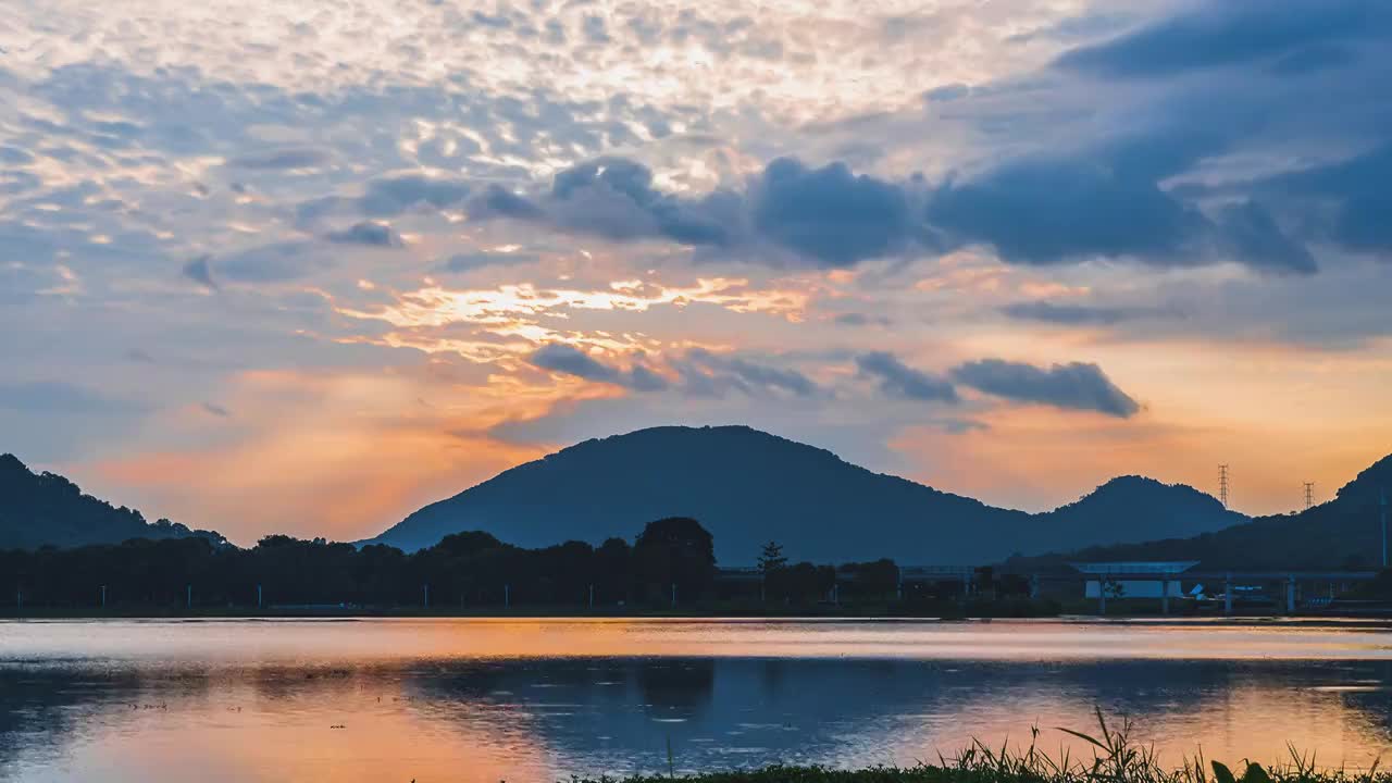 夕阳西下太阳落山黄昏晚霞延时视频视频素材