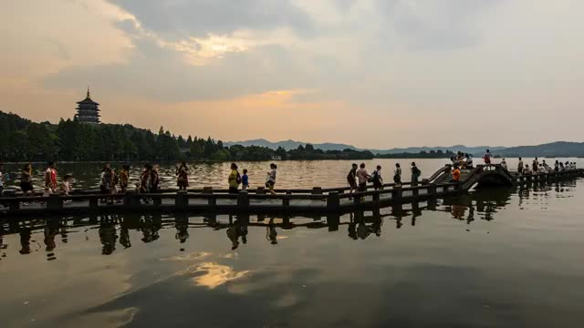 杭州雷峰夕照延时风光视频素材