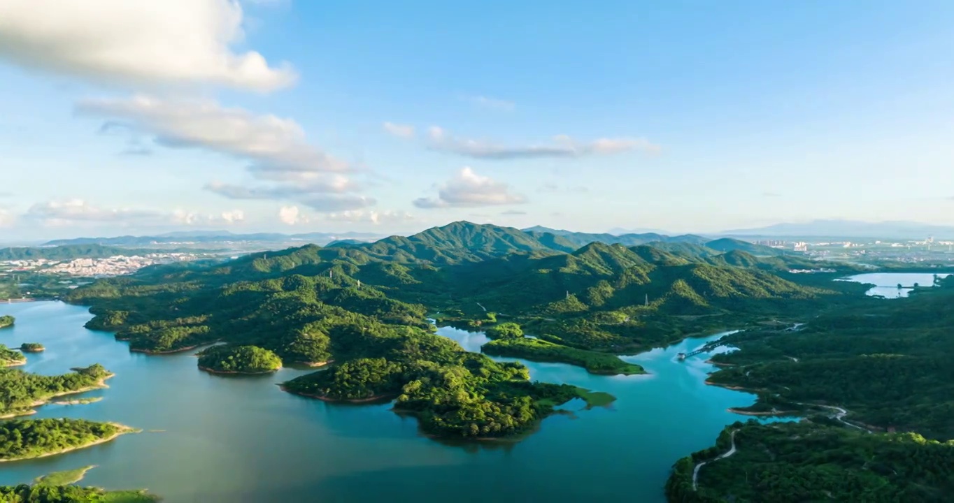 4k广东乡村森林水库乡村振兴山脉蓝天延时视频素材