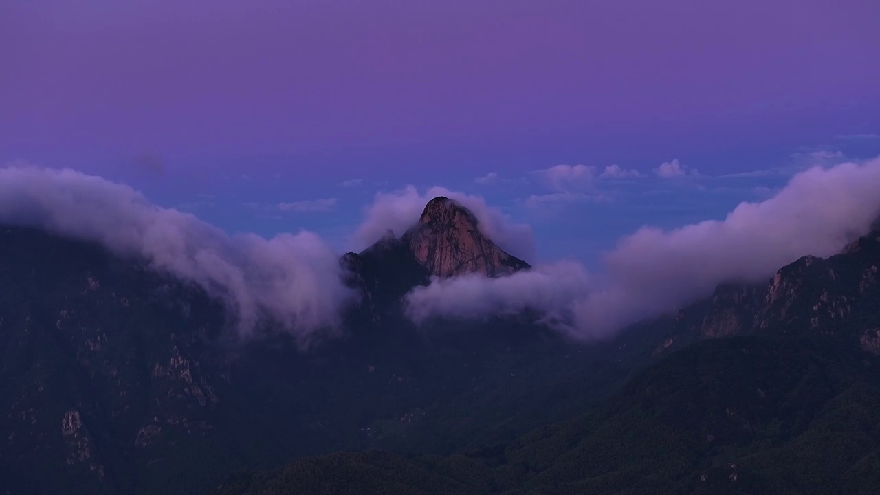 航拍安徽省九华山风景区日落晚霞山脉山峰 云海 云雾 天空 旅游景区 森林唯美视频素材