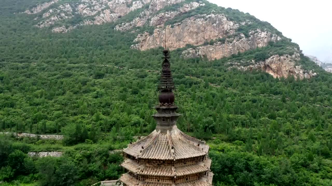 航拍大同市圆觉寺视频素材