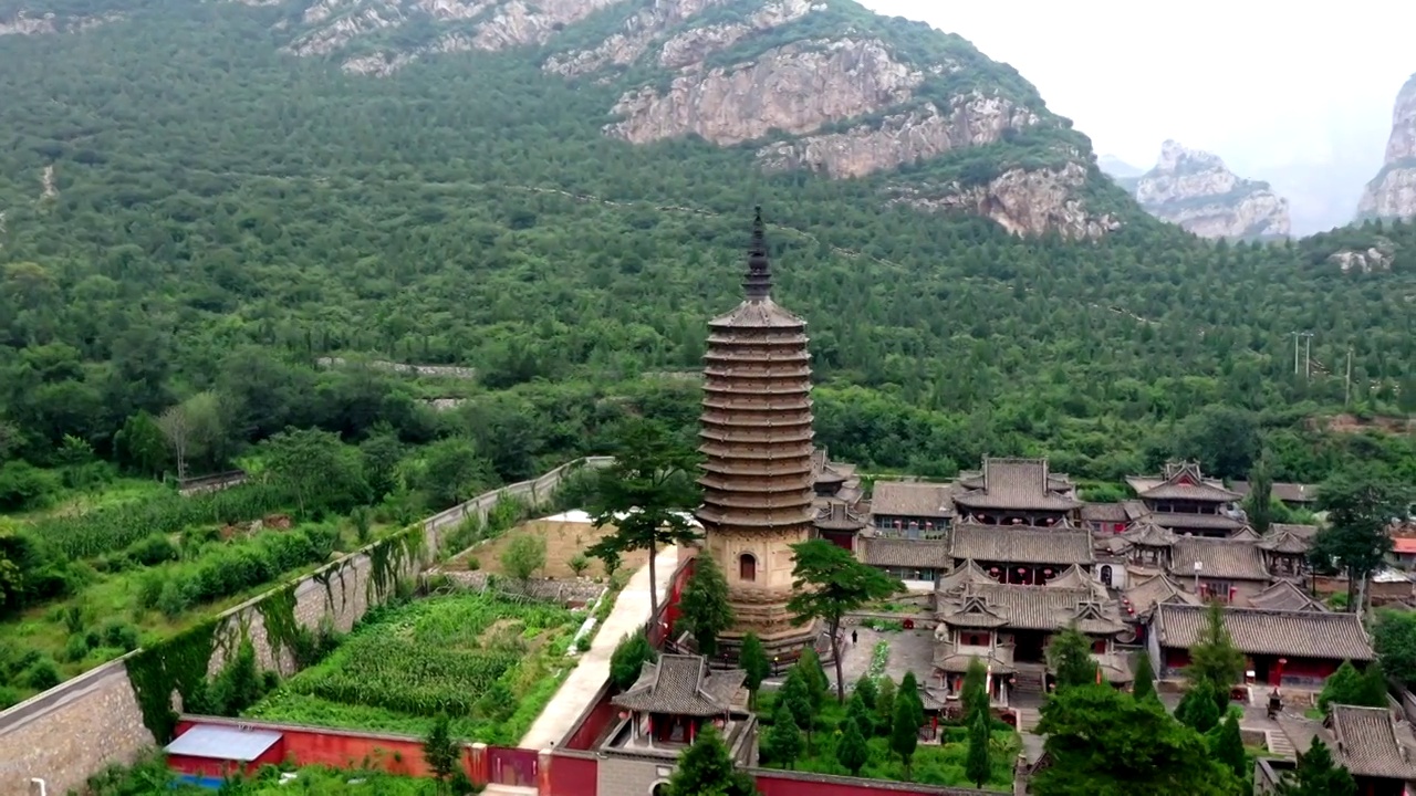 航拍大同市圆觉寺视频素材