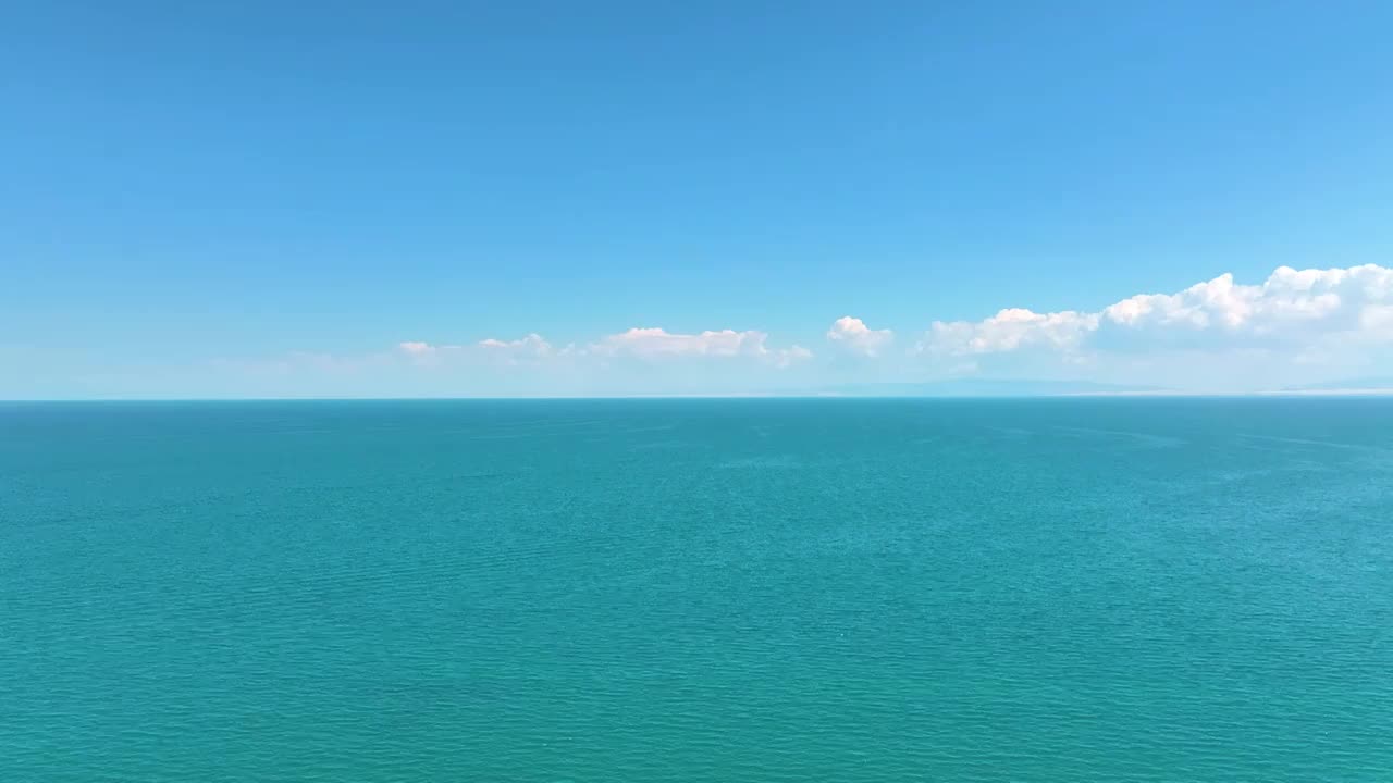 鸟瞰视角夏天青海湖和油菜花航拍（倒飞拍摄）视频素材