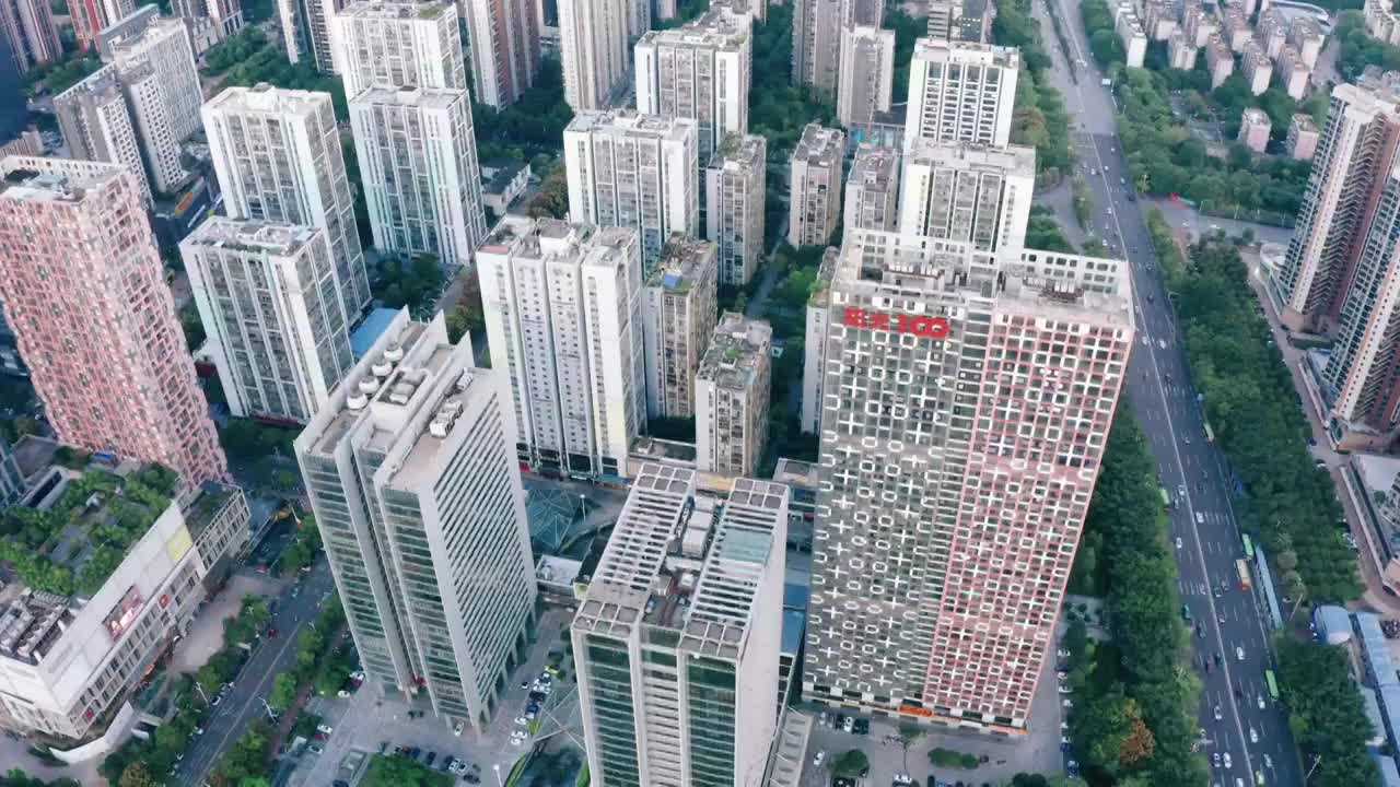 广西柳州阳光100写字楼与高层住宅航拍视频素材