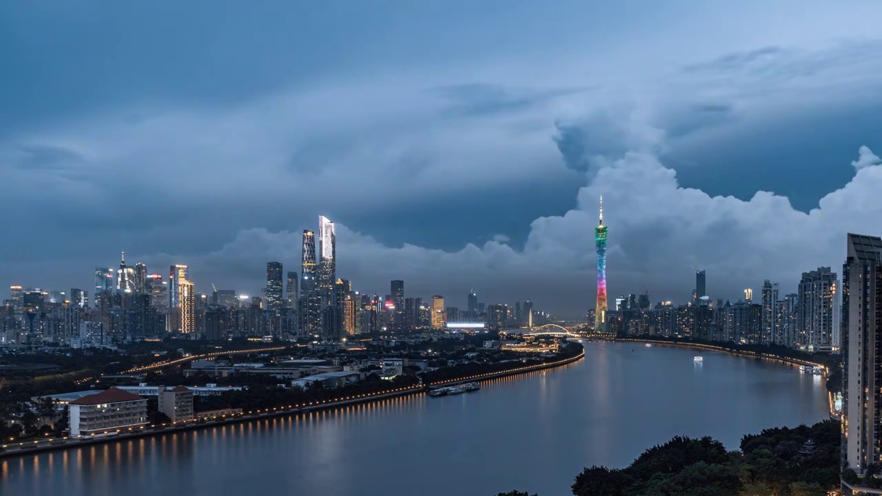 广州珠江新城夜景视频素材