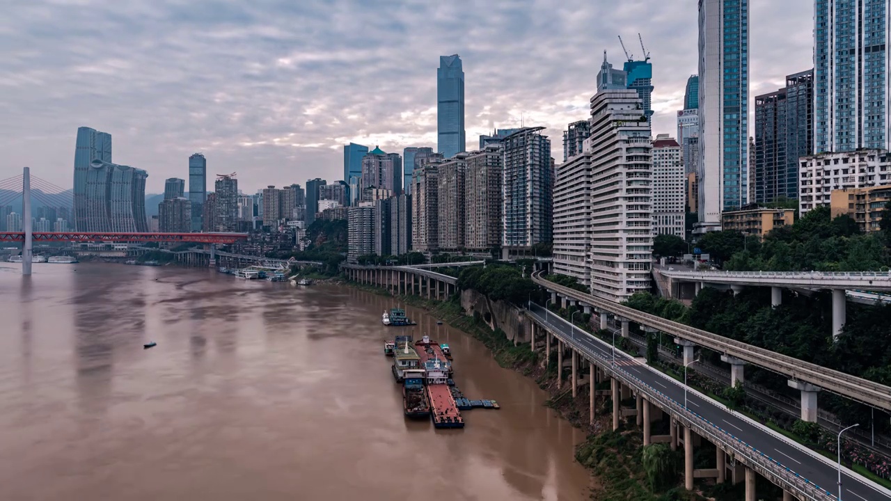 重庆市渝中区母城的早晨-1视频素材