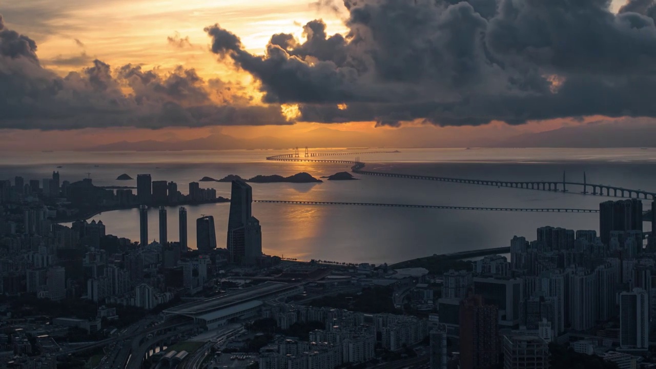 航拍港珠澳大桥延时视频素材