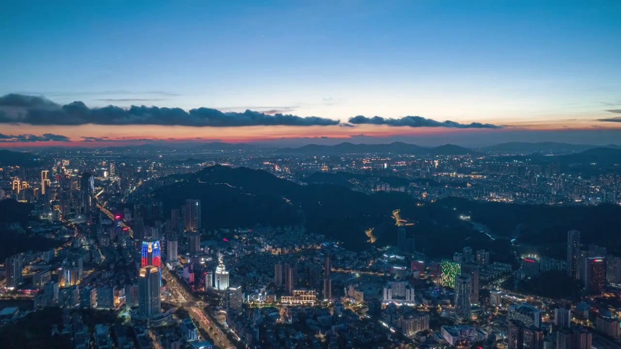 航拍珠海香洲夜景延时视频素材