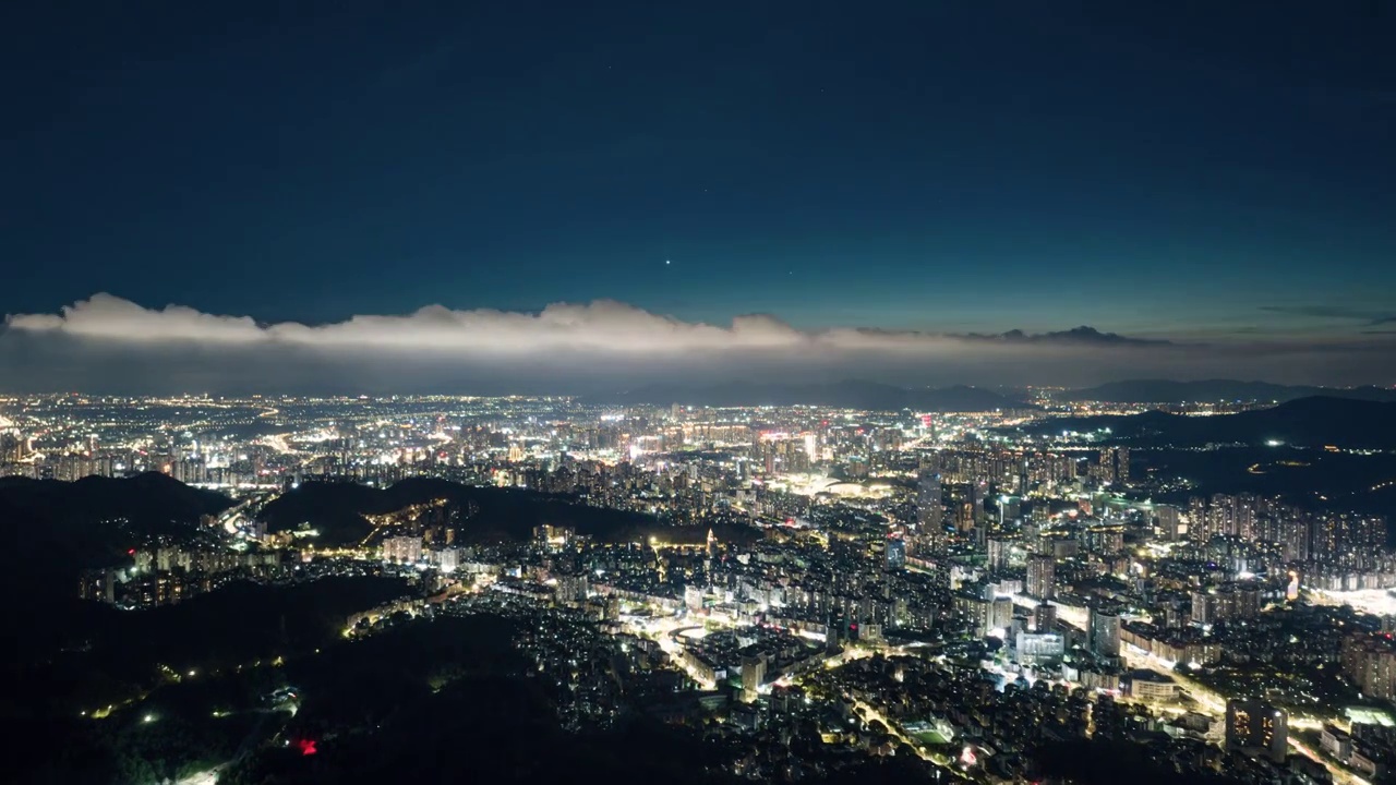 航拍珠海香洲夜景延时视频素材