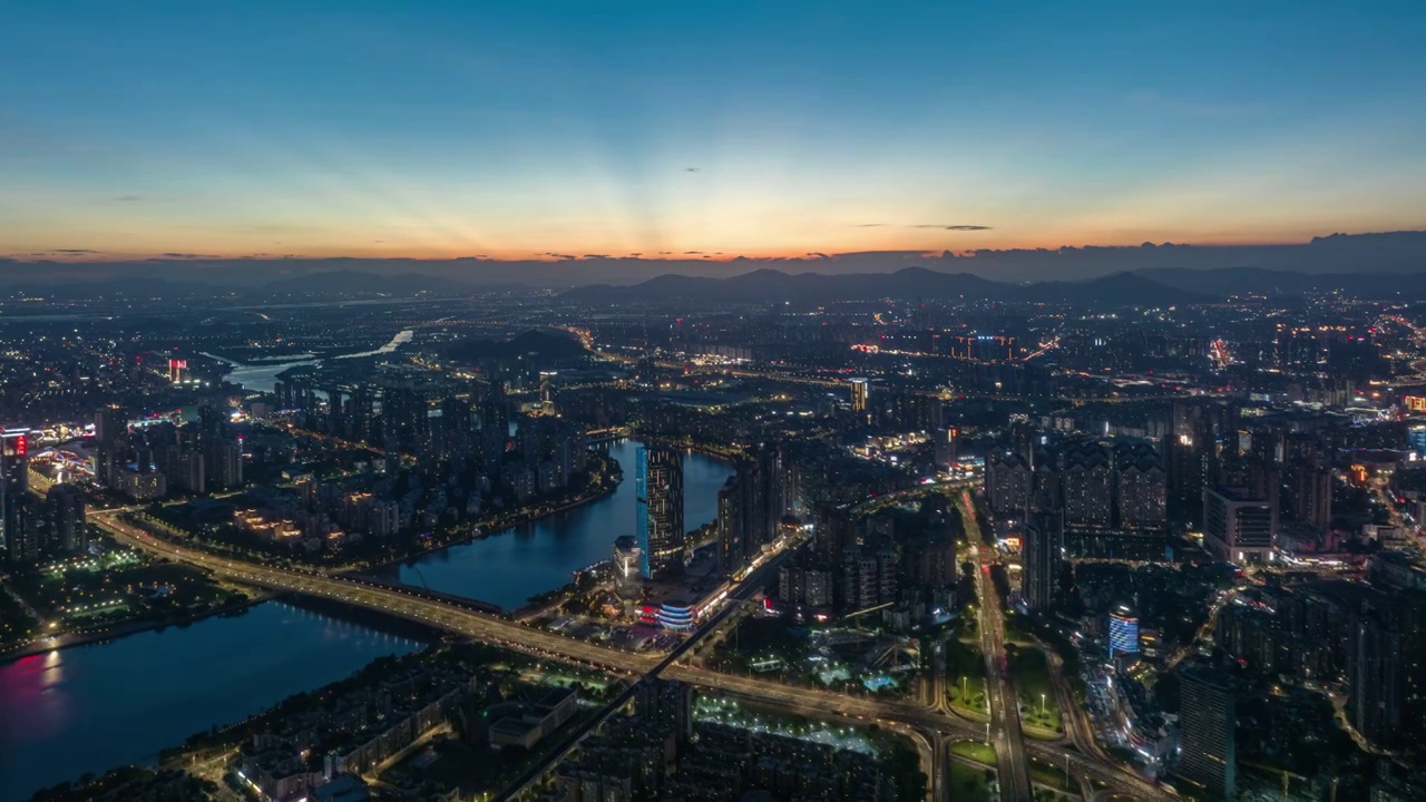 航拍珠海香洲夜景延时视频素材