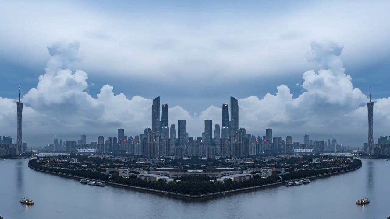 暴雨后的广州珠江新城视频素材