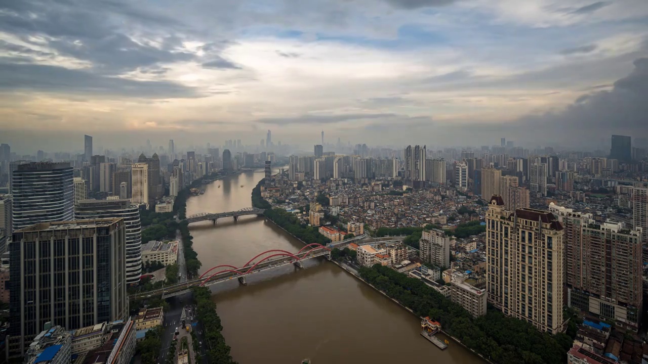 广州珠江和广州中轴线夜景视频素材