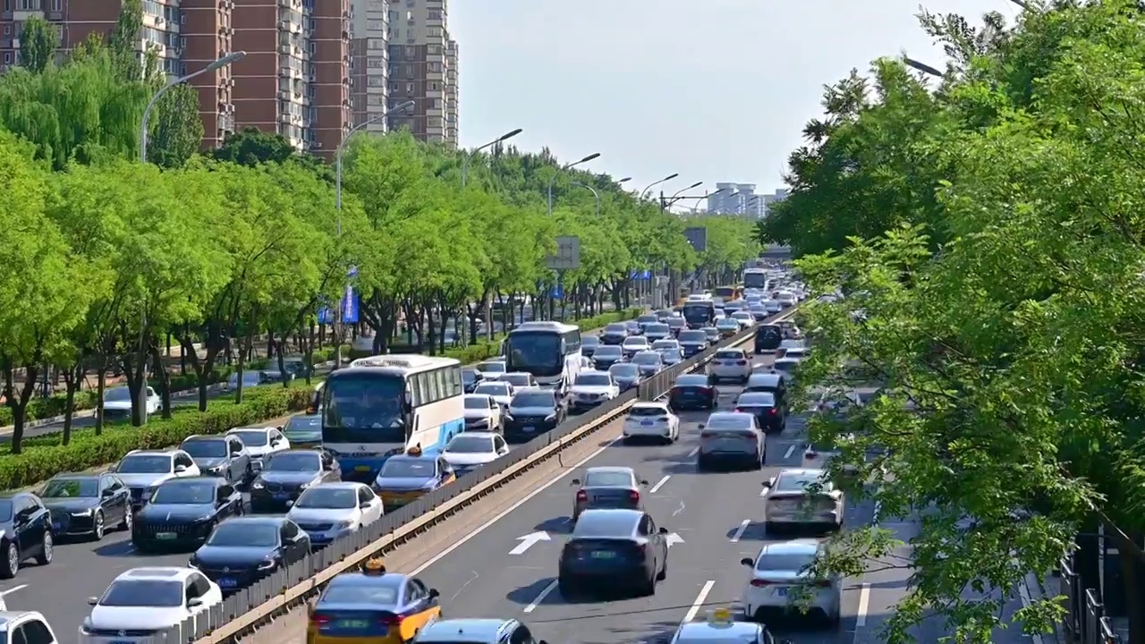 北京快速路交通车流视频素材