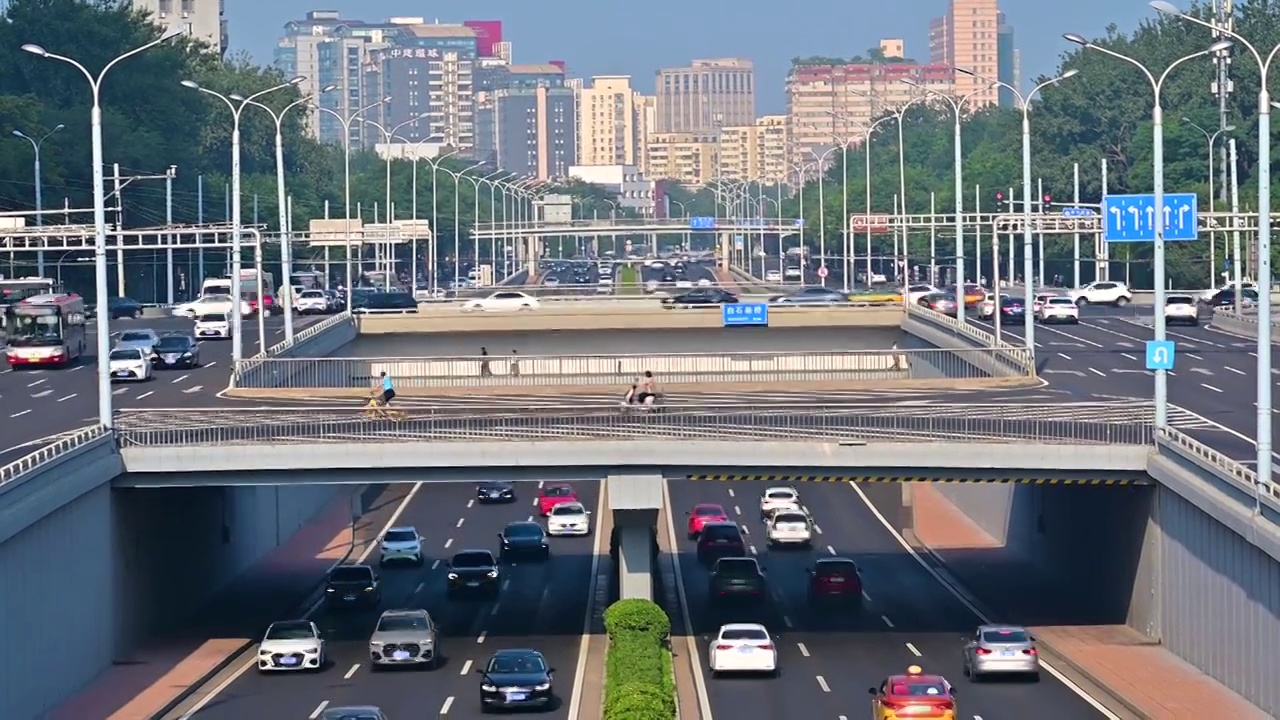 北京快速路交通车流视频素材