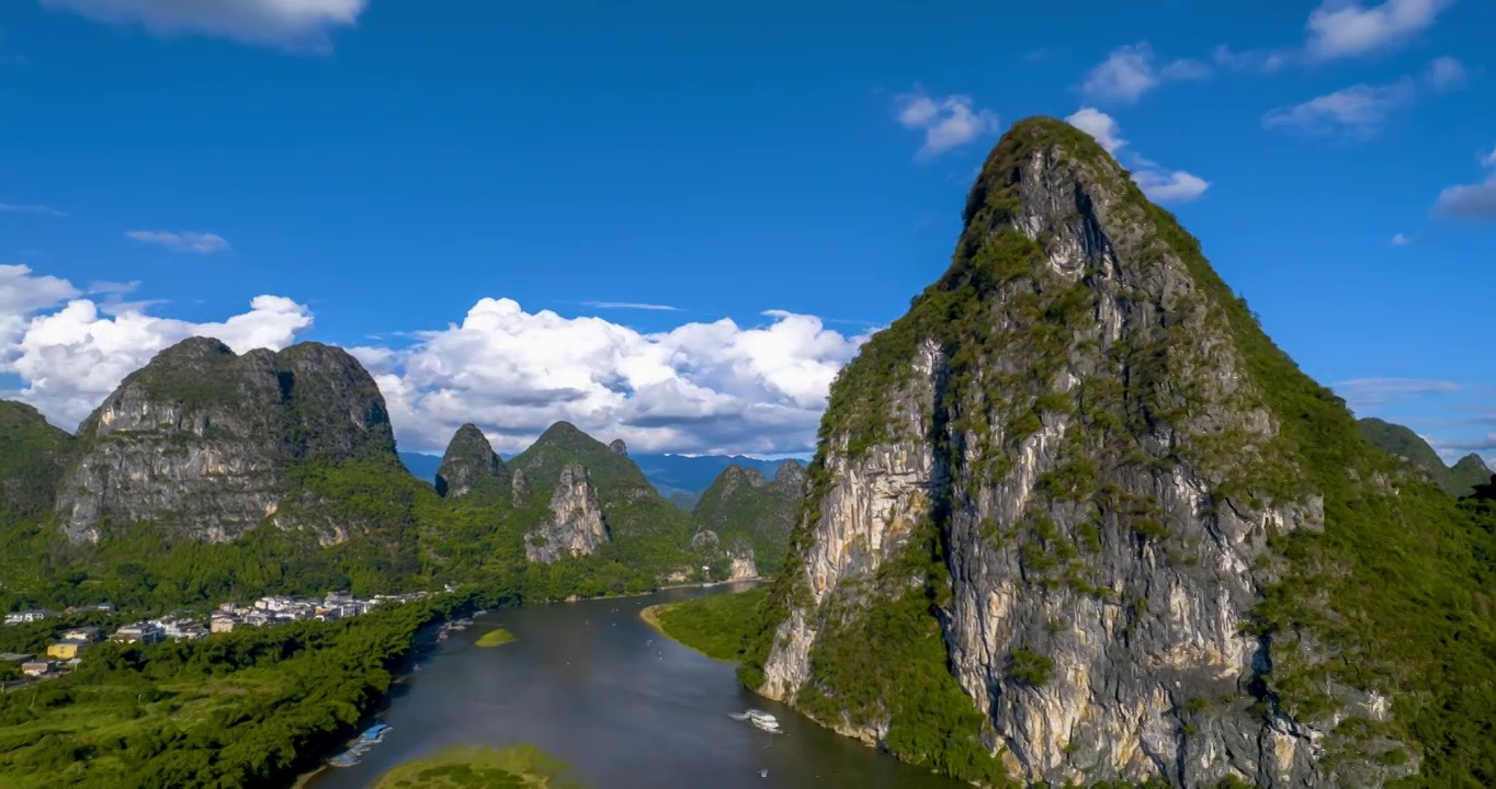 桂林山水黄布倒影航拍延时视频素材