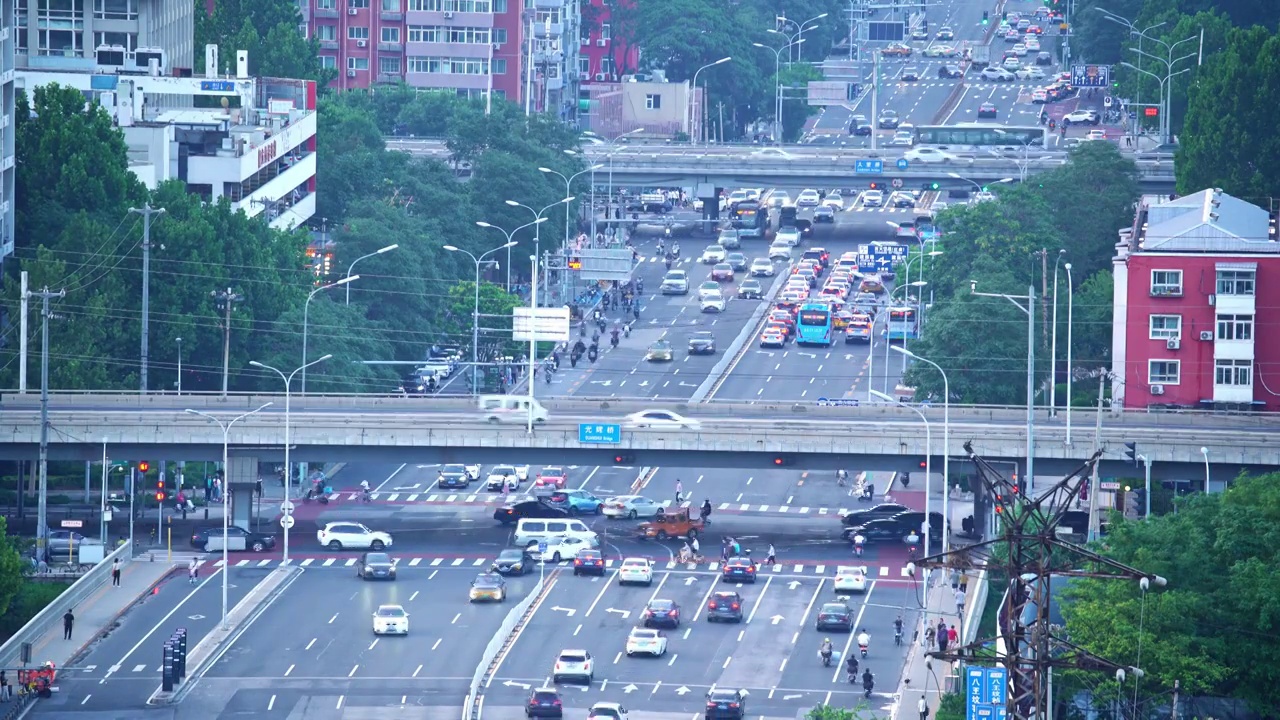 中国北京市汽车车流交通景观视频素材