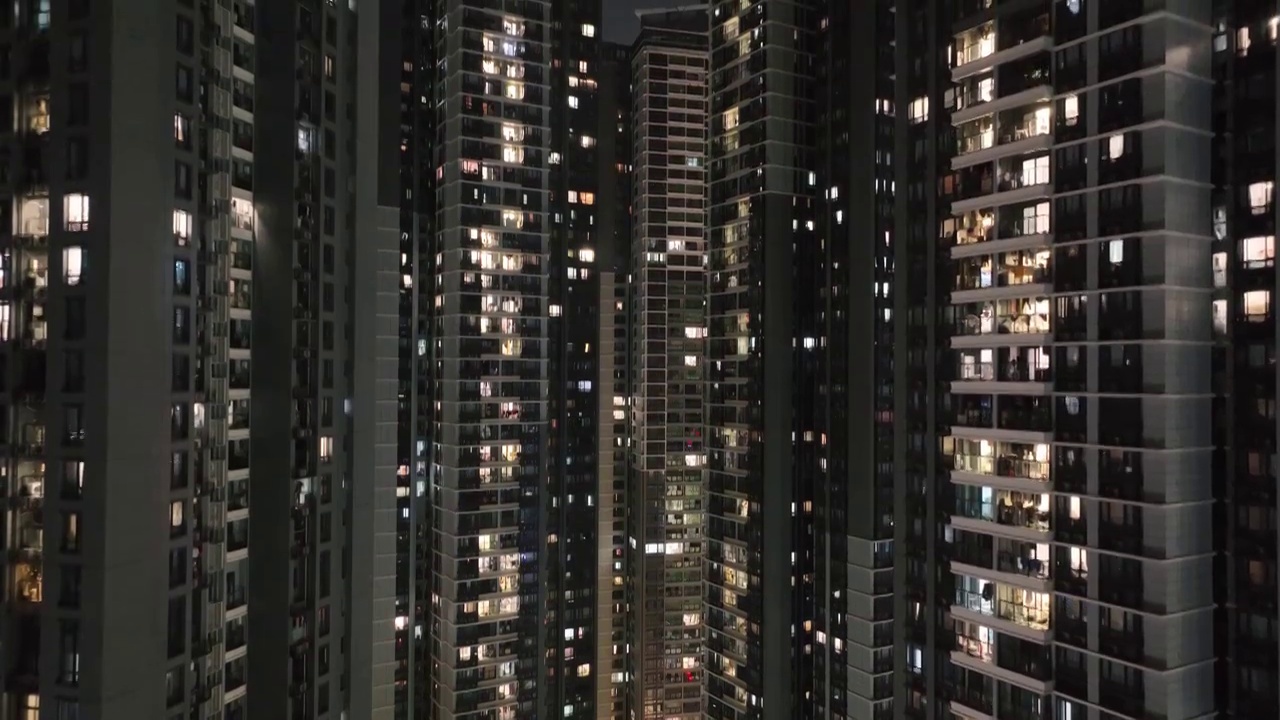 万家灯火 楼房亮灯 温暖的家 居民住宅 小区夜景视频素材