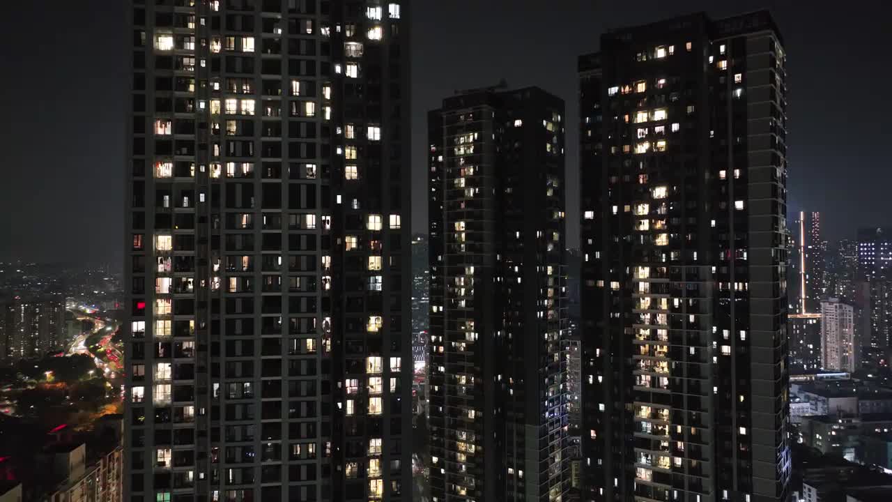 万家灯火 楼房亮灯 温暖的家 居民住宅 小区夜景视频素材