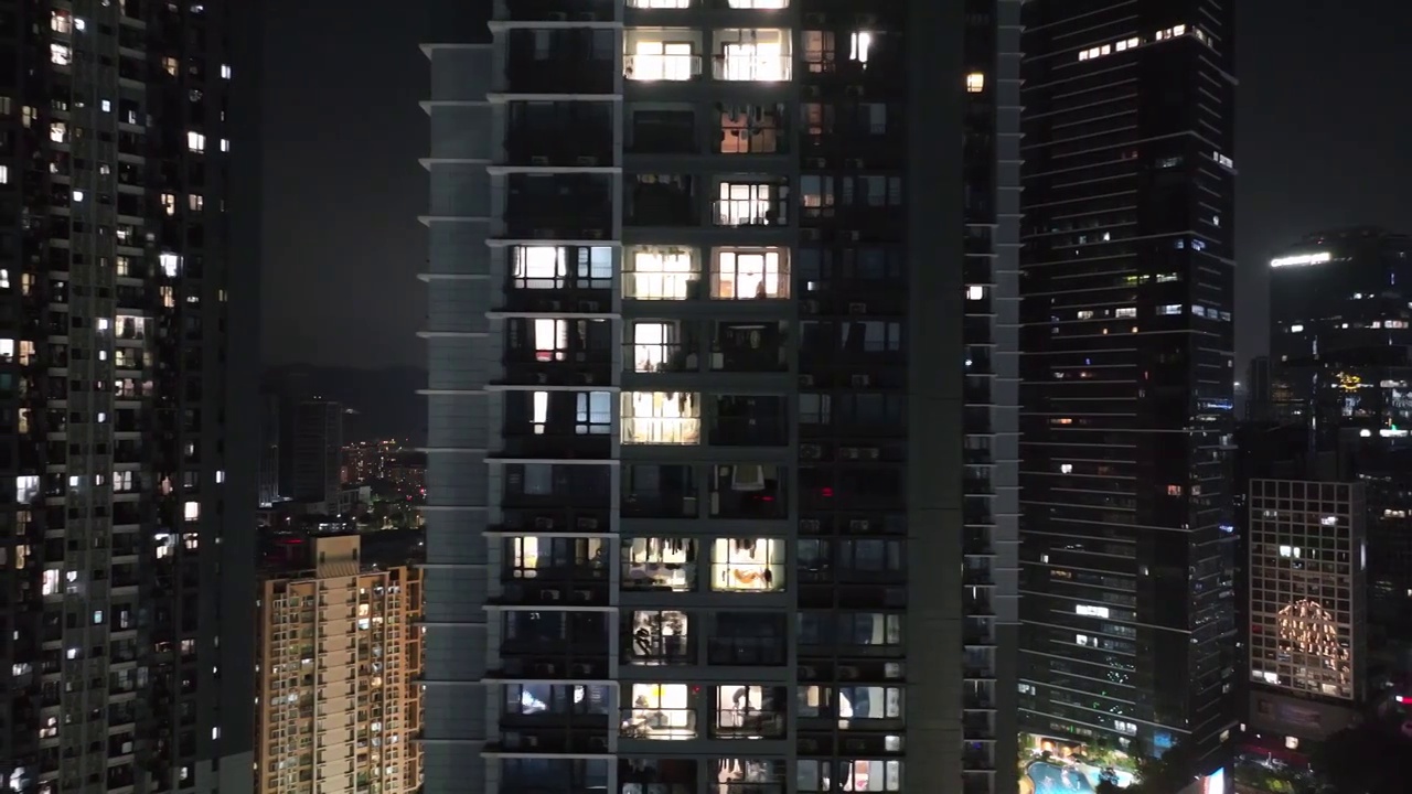 万家灯火 楼房亮灯 温暖的家 居民住宅 小区夜景视频素材