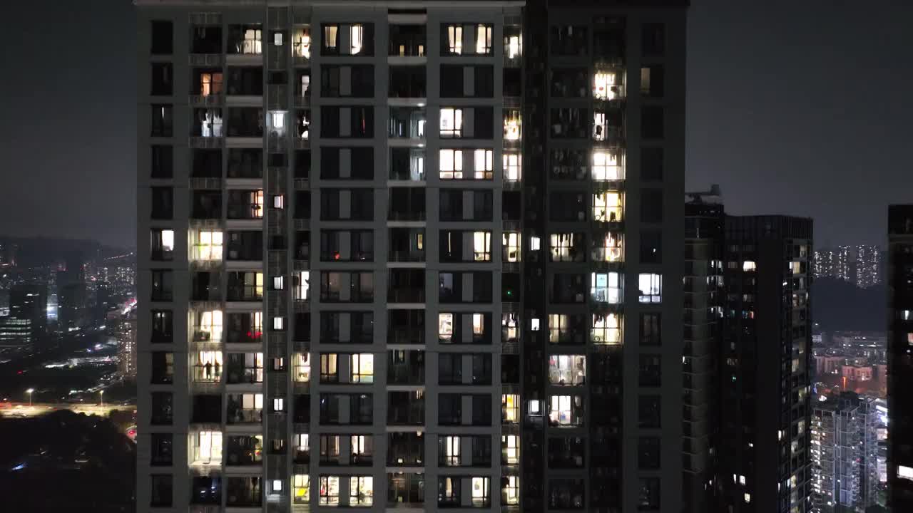 万家灯火 楼房亮灯 温暖的家 居民住宅 小区夜景视频素材