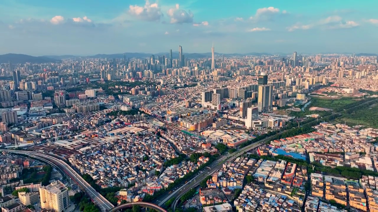 粤港澳大湾区，城市地标，珠江，海珠区，天河区，广州塔，广州国际金融中心，周大福金融中心视频素材