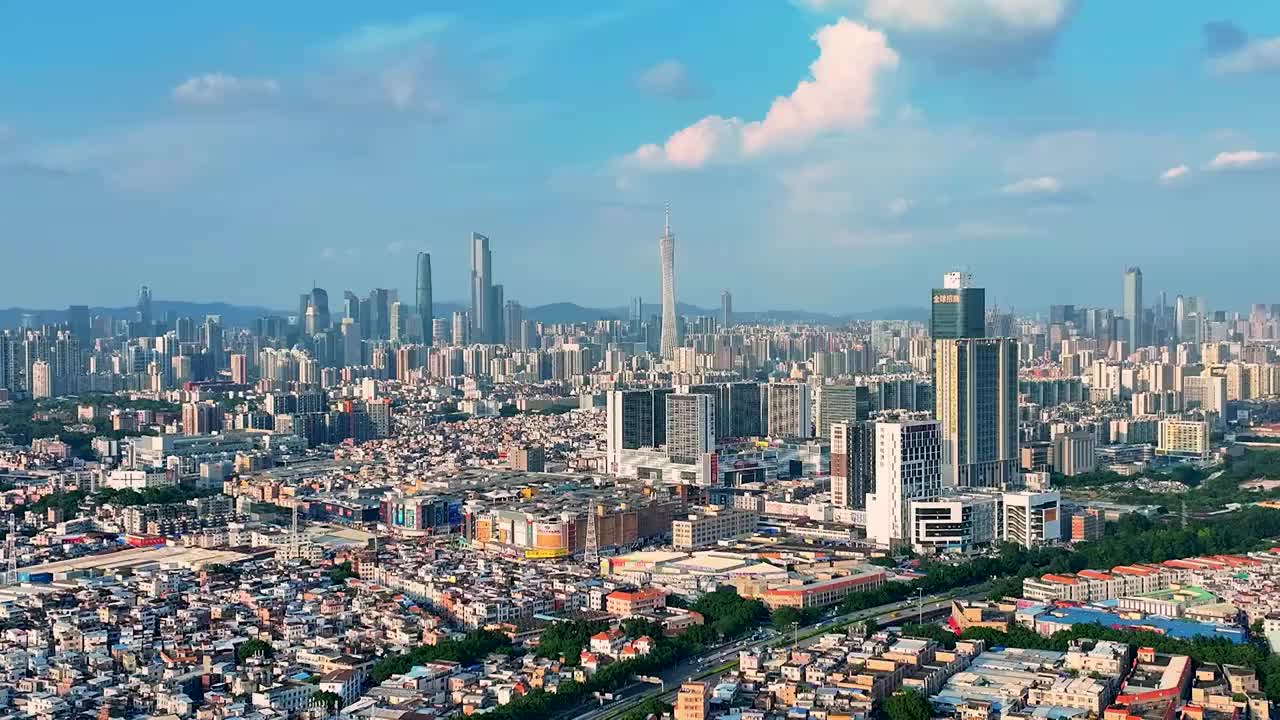 粤港澳大湾区，城市地标，珠江，海珠区，天河区，广州塔，广州国际金融中心，周大福金融中心视频素材