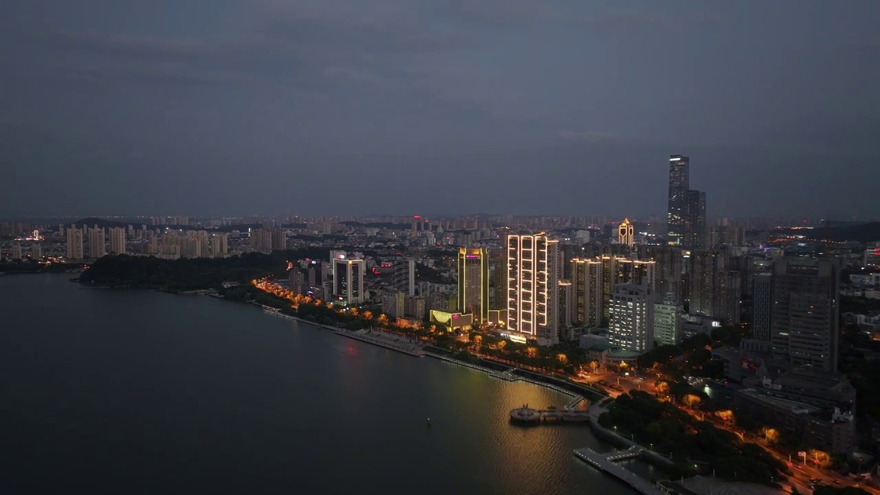 镇江滨江夜景航拍视频素材