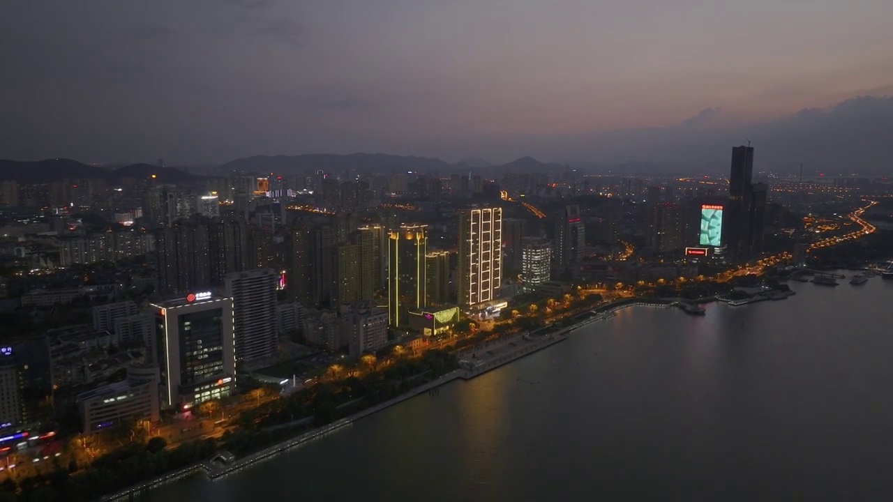 镇江滨江夜景航拍视频素材