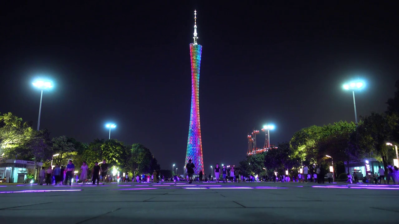 广州城市广场夜景广州中轴线广州塔夜景视频素材