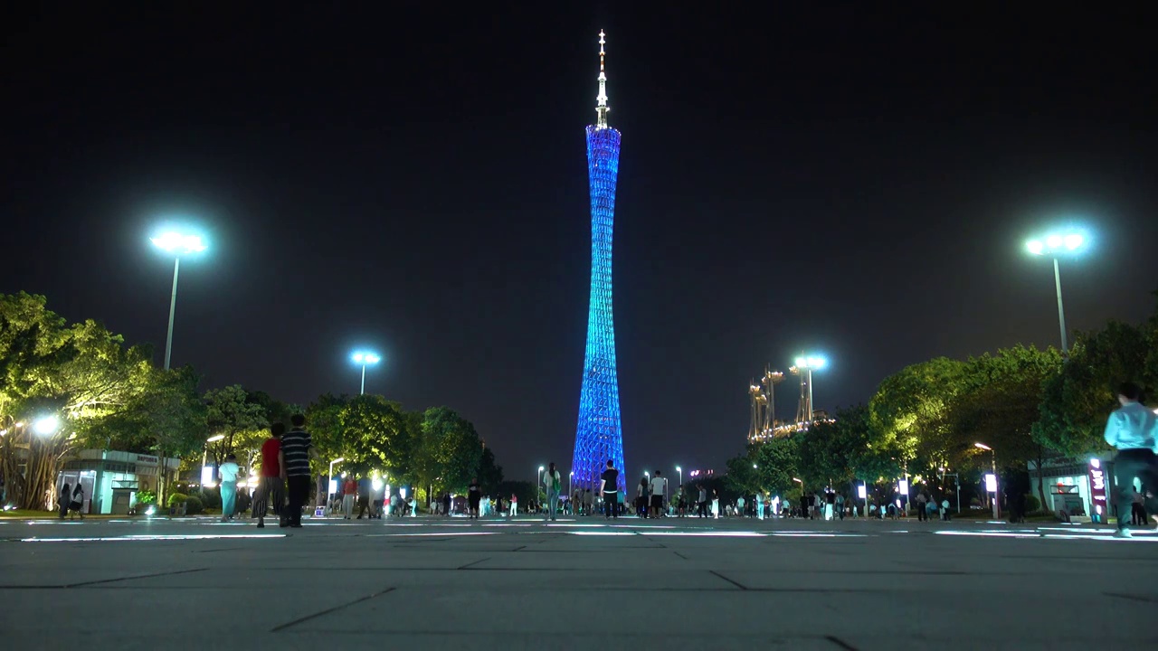 广州城市广场夜景广州中轴线广州塔夜景视频素材