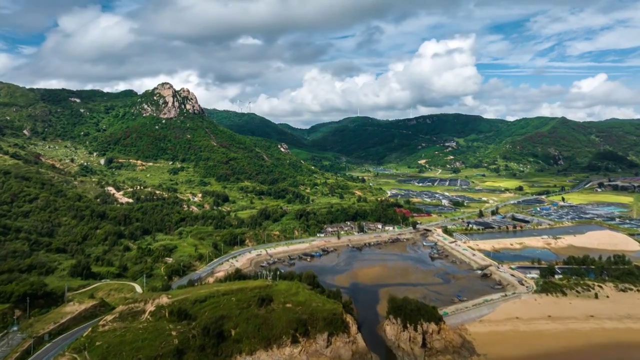 蓝色 天空 云 云景 大海 岛 山  风景 延时摄影视频下载