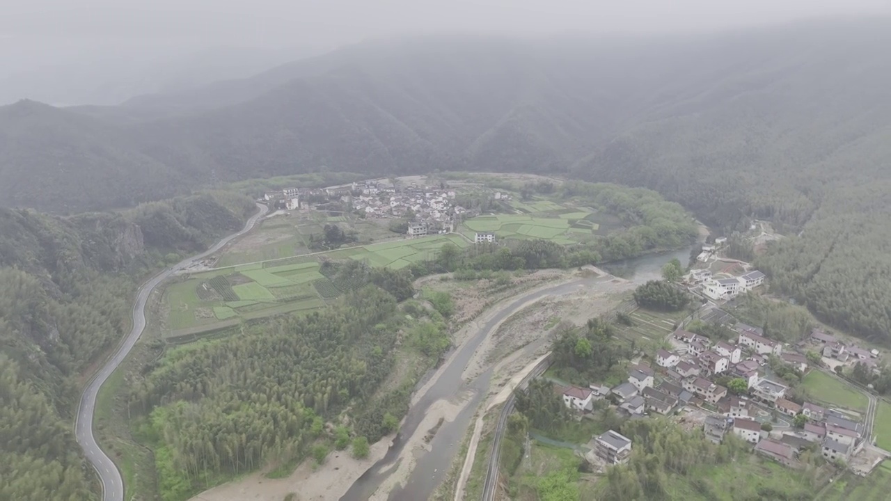 航拍安徽皖南民居，龙川景区，仁里古镇视频素材