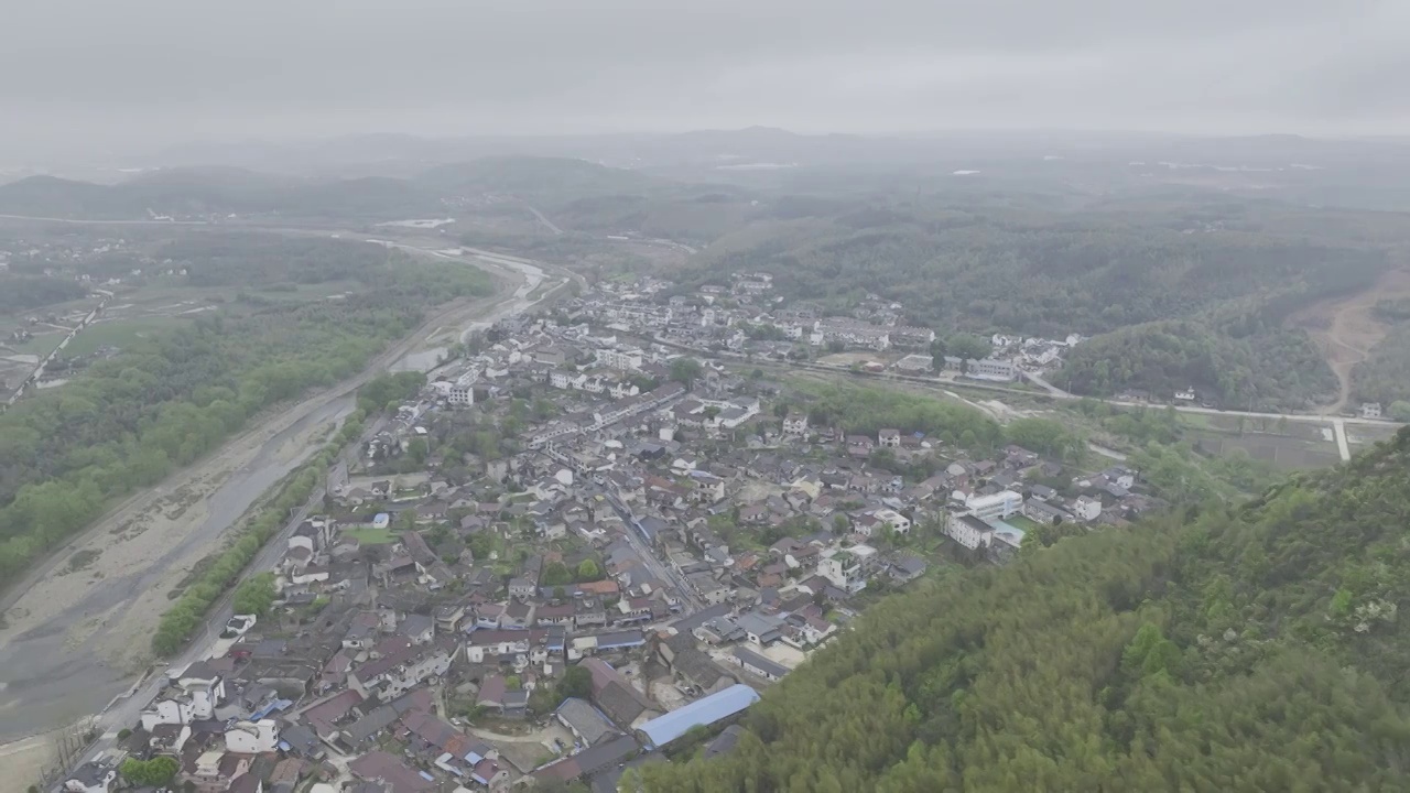 航拍安徽皖南民居，龙川景区，仁里古镇视频素材