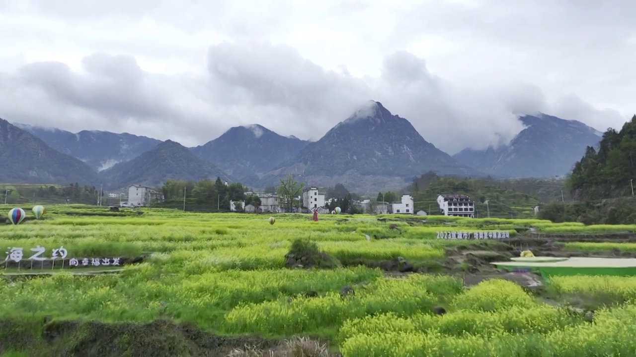 航拍安徽皖南民居，龙川景区，仁里古镇视频素材