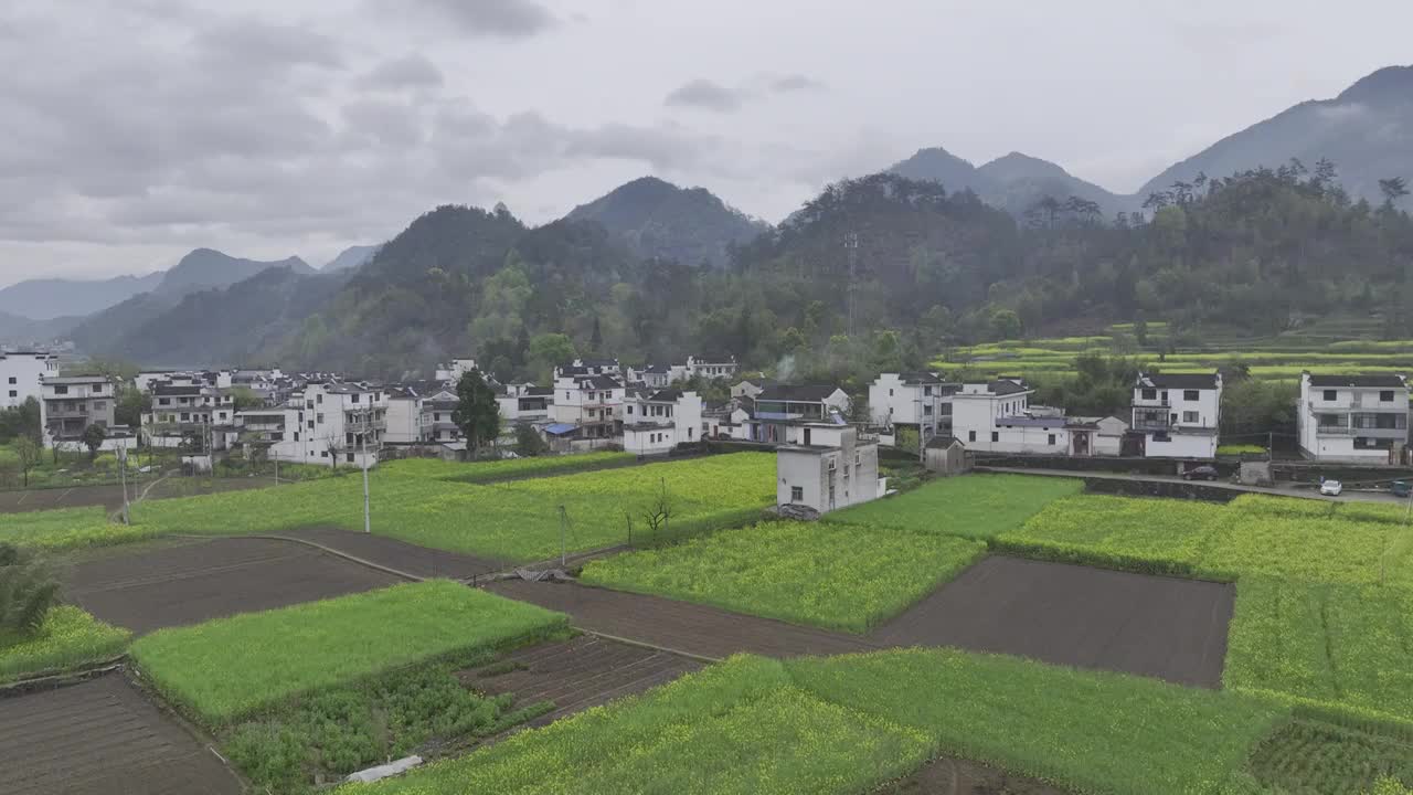 航拍安徽皖南民居，龙川景区，仁里古镇视频素材