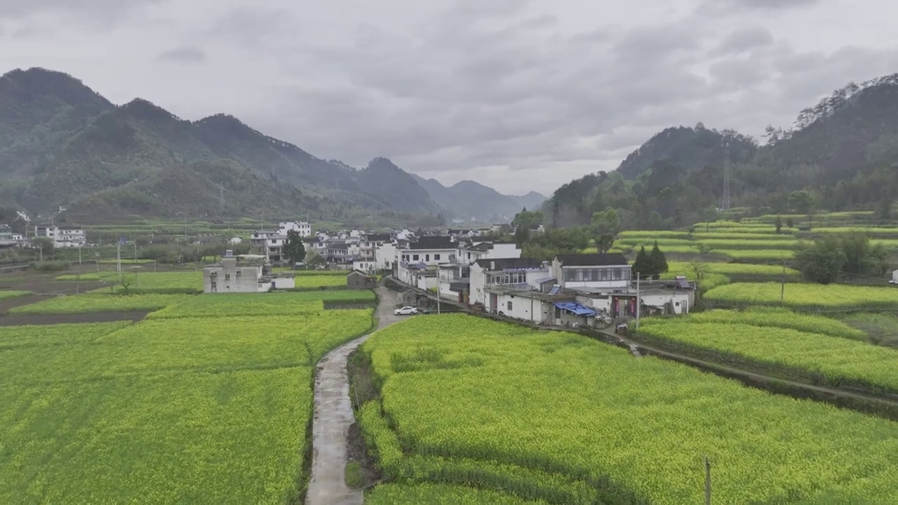 航拍安徽皖南民居，龙川景区，仁里古镇视频素材