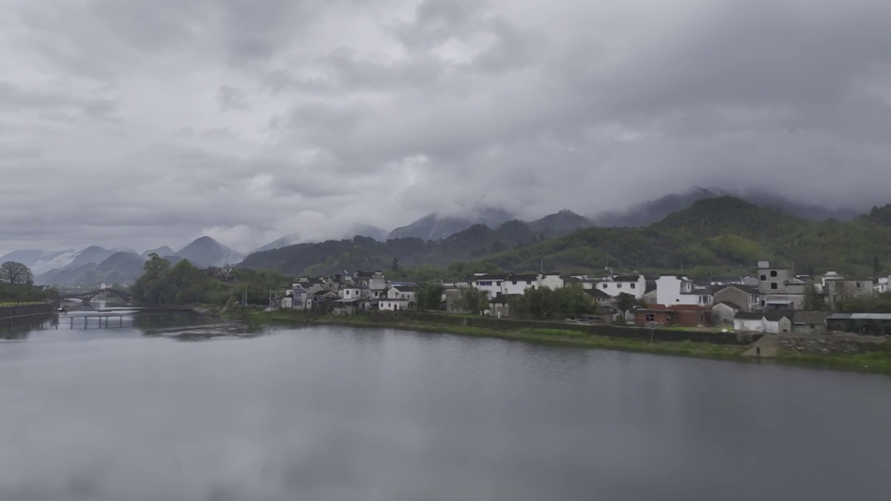 航拍安徽皖南民居，龙川景区，仁里古镇视频素材