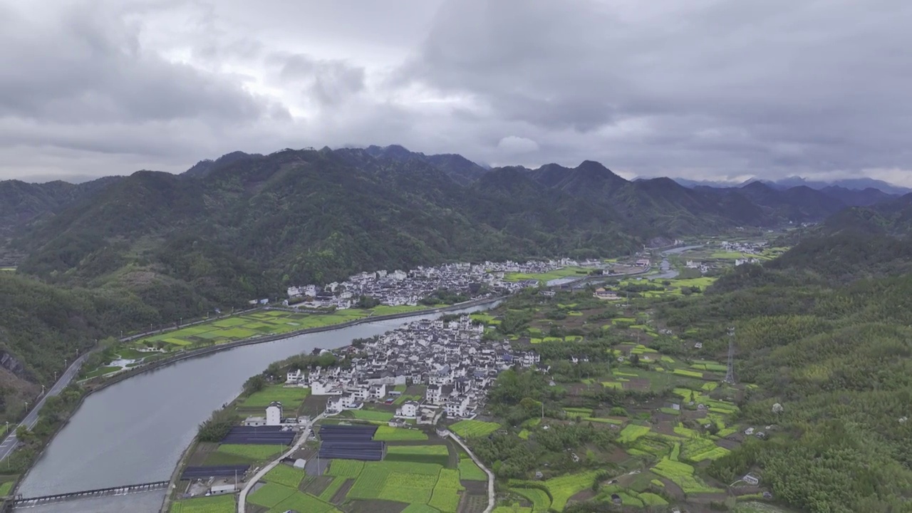 航拍安徽皖南民居，龙川景区，仁里古镇视频下载