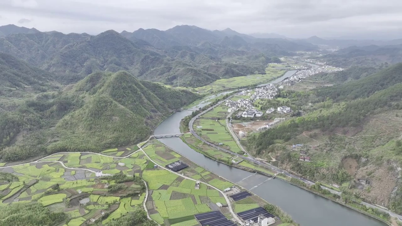 航拍安徽皖南民居，龙川景区，仁里古镇视频下载