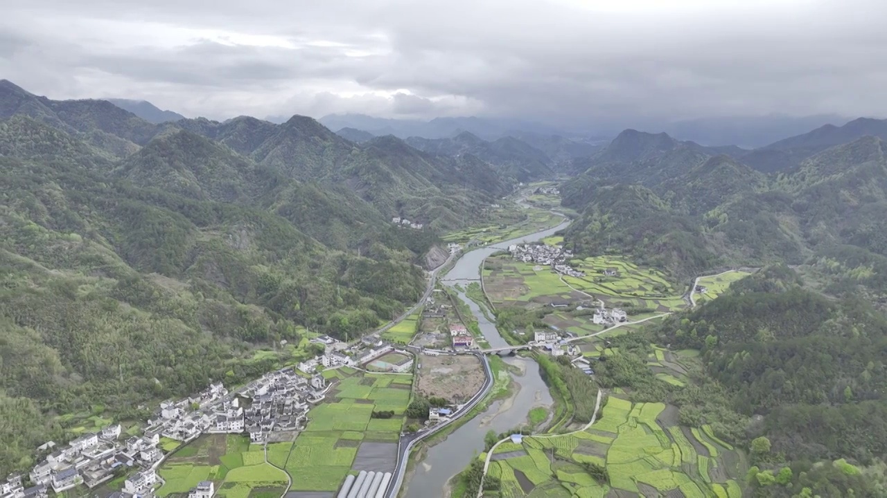 航拍安徽皖南民居，龙川景区，仁里古镇视频下载