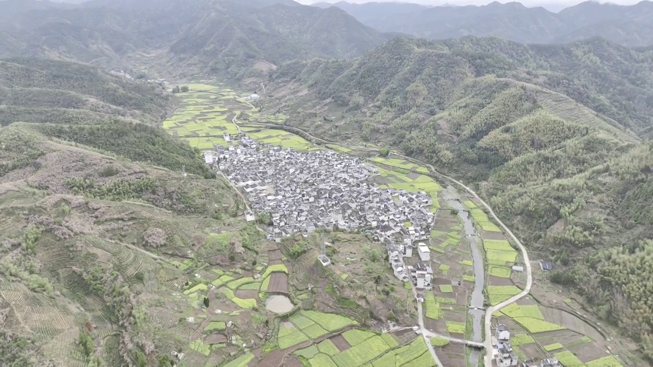 航拍安徽皖南民居，龙川景区，仁里古镇视频下载