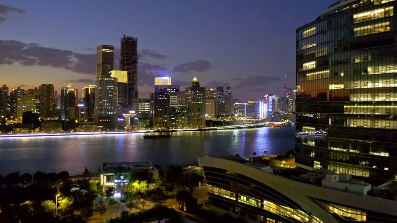 航拍视角 4K 上海 陆家嘴 南浦大桥 夜景 航拍视频视频下载