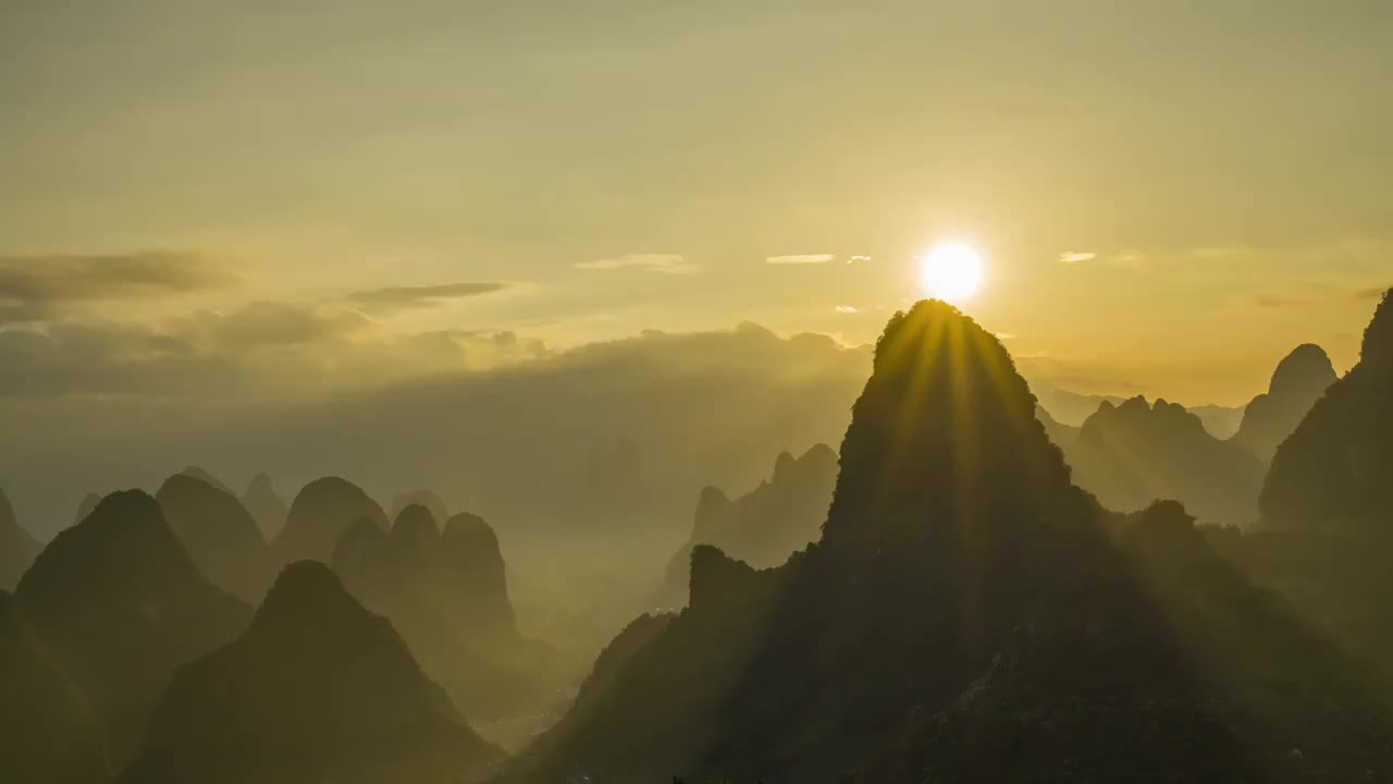 合集-桂林日出山水风光喀斯特大气地貌企业宣传片视频购买