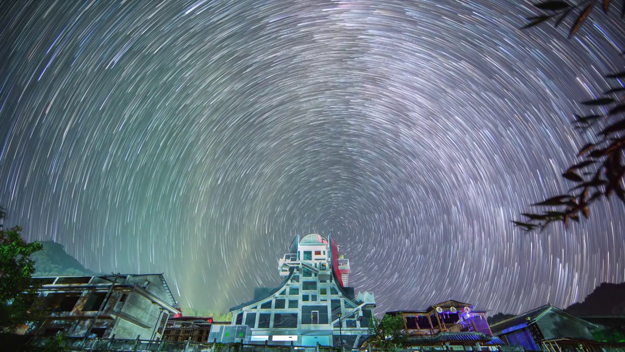 星空延时：陕西汉中市留坝县乡村天文台-星轨视频素材