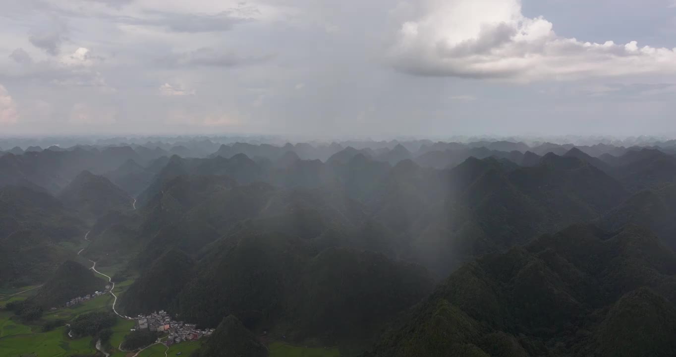 航拍广西靖西平江村耶稣光风光美景视频素材