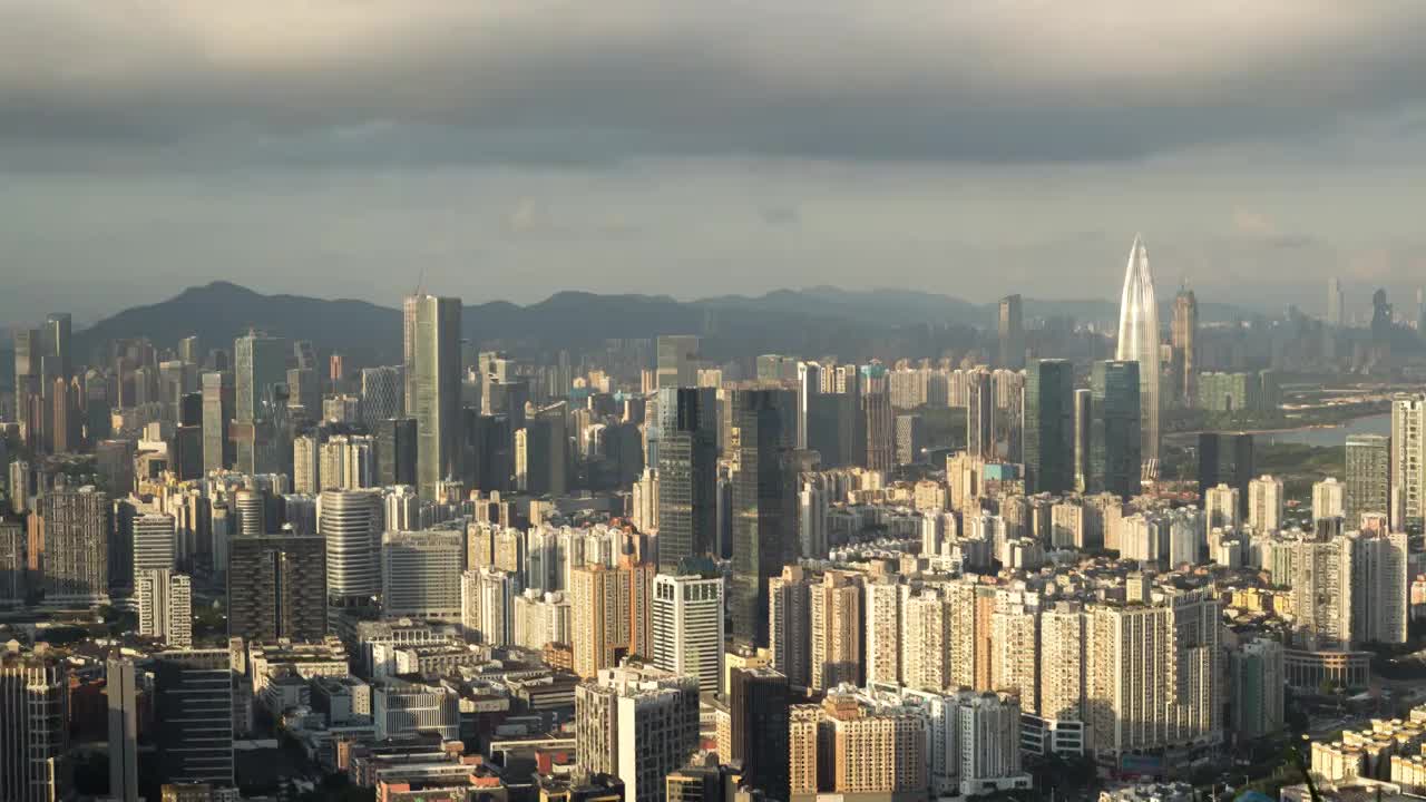 午后在深圳大南山俯瞰深圳南山区风景4K延时摄影视频下载