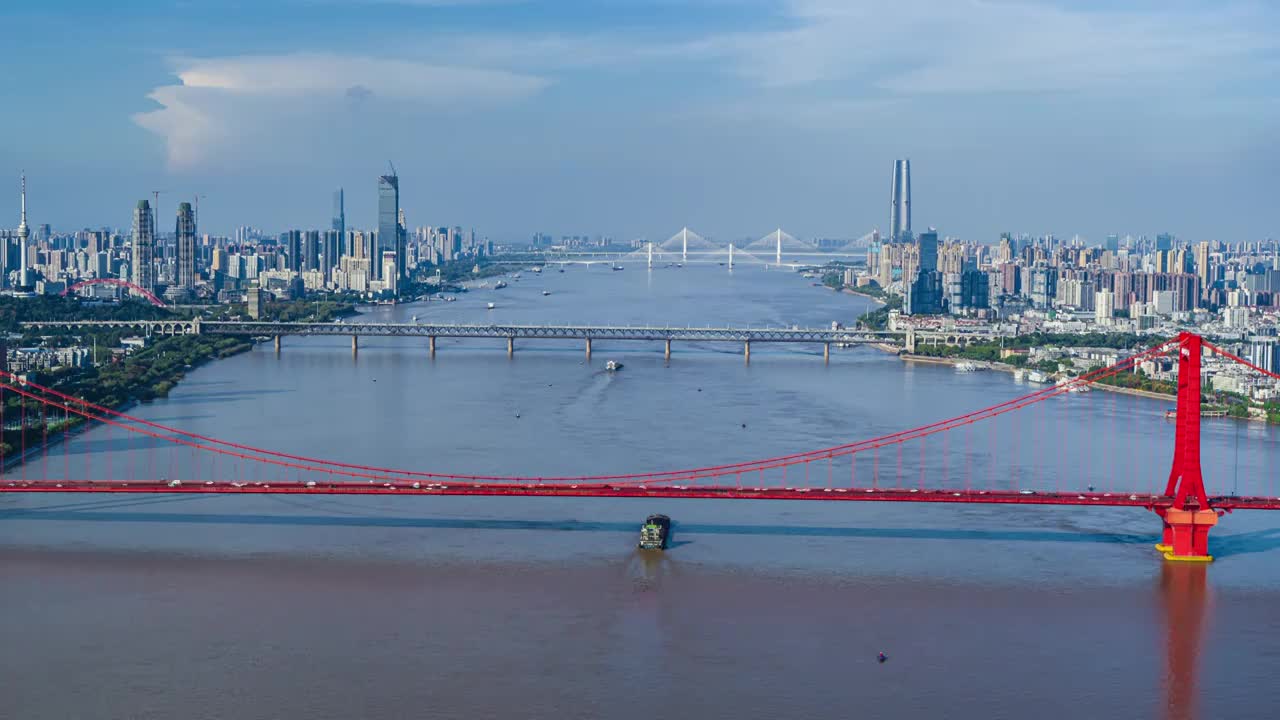 武汉 长江 鹦鹉洲长江大桥视频素材